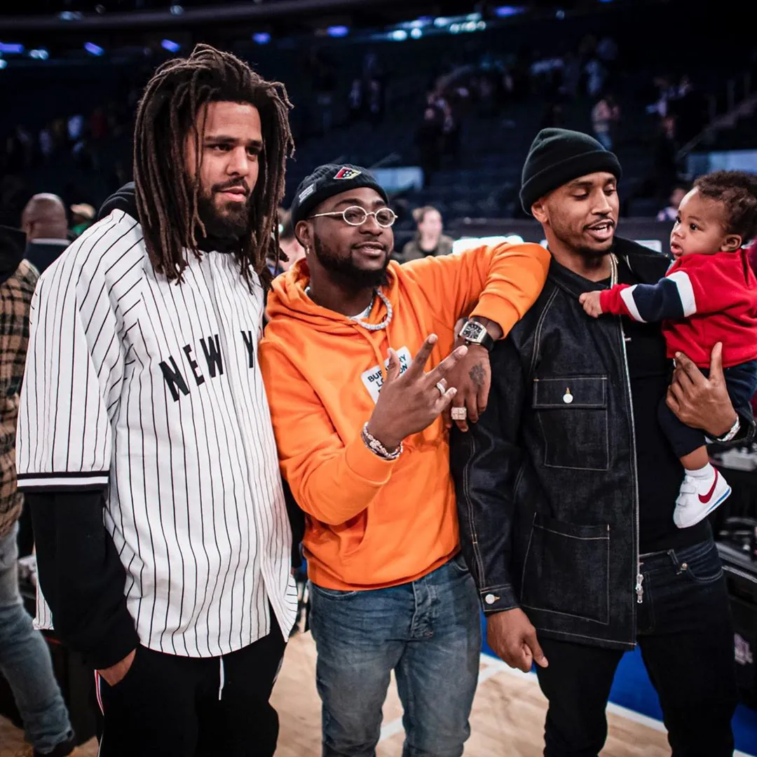 Davido with J. Cole and Trey Songz at Madison Square Garden